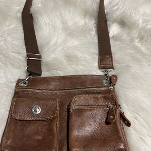 Roots Brown Leather Women's Crossbody Bag